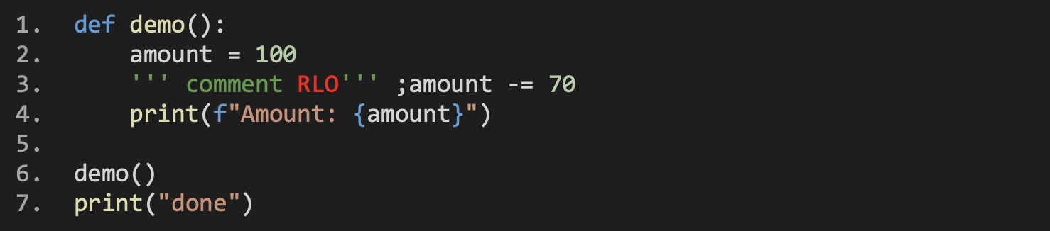 Python Commenting-In interpreter view