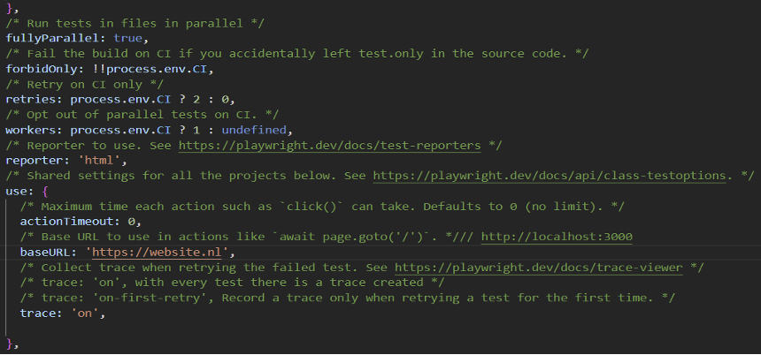 Configuration code snippet