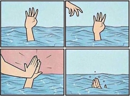 High five drowning hand