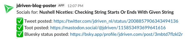 Screenshot of our Slack bot